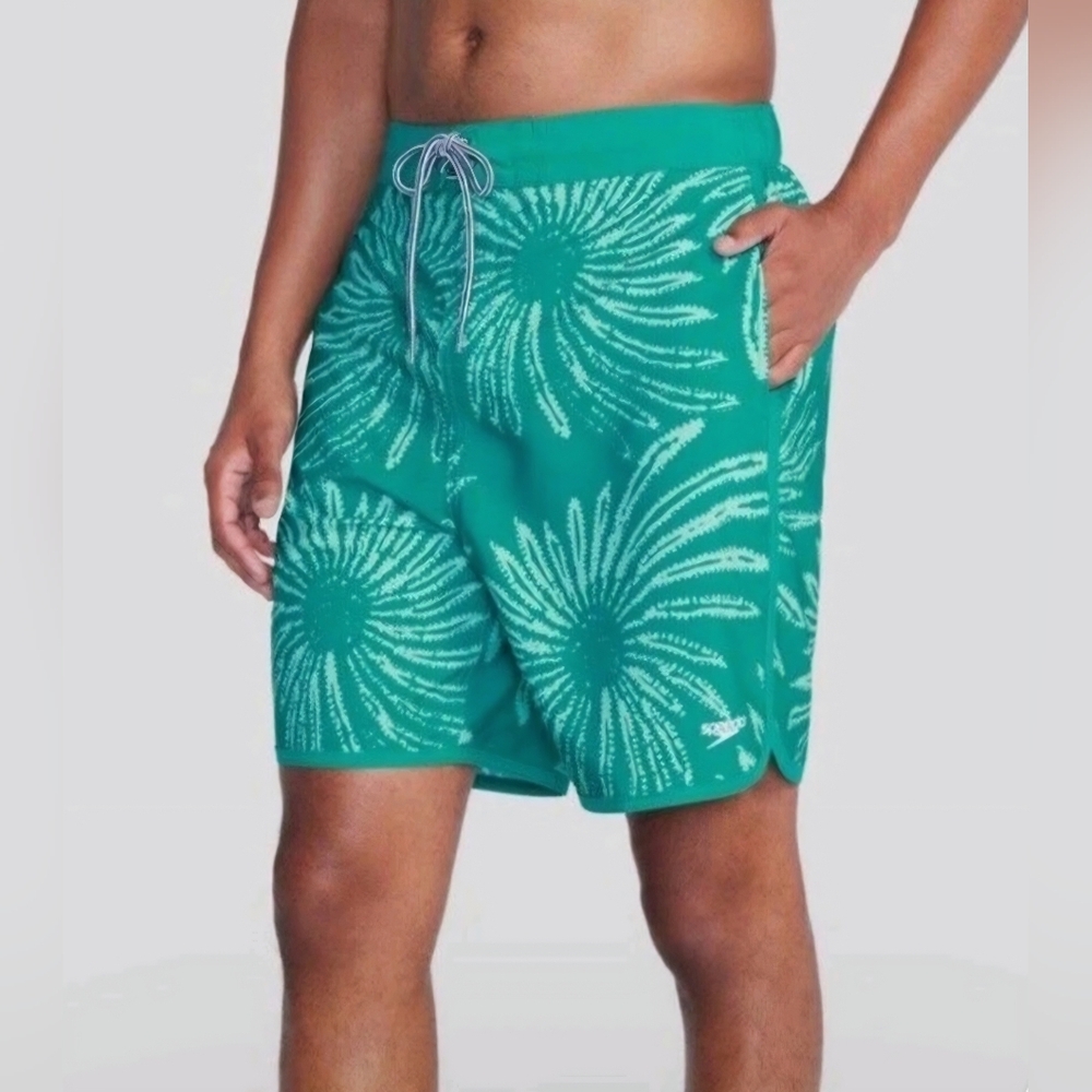 Speedo Men's Teal Floral Swim Shorts Size Large 18" Inseam NWT BA-2053